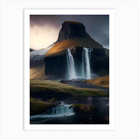 Kirkjufellsfoss, Iceland Realistic Photograph (2) Art Print