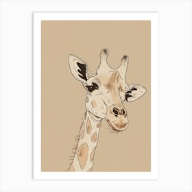 Giraffe - Boho, Line Art Art Print