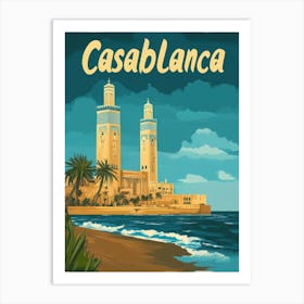 Aihrgdesign A Vintage Travel Poster Of Casablanca Featuring T Eb9b2ade 588b 4ae6 83f0 86defc66460c 3 Art Print