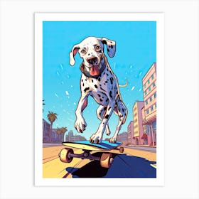 Dalmatian Dog Skateboarding Illustration 2 Art Print