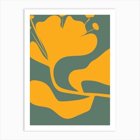 sage green and orange Flower Art Print
