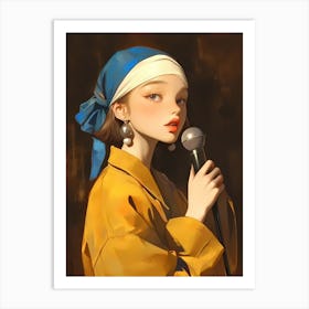 Girl With A Microphone Art Print