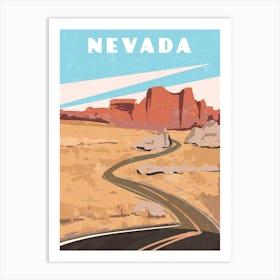 Nevada, USA — Retro travel minimalist poster Art Print