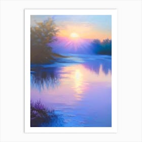 Sunrise Over Pond Waterscape Marble Acrylic Painting 2 Art Print