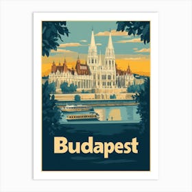 Aihrgdesign A Retro Travel Poster For Budapest Featuring The 2 Art Print