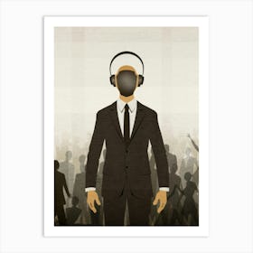 Man With Headphones 9 Art Print