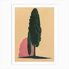 Cypress Tree Colourful Illustration 3 Art Print