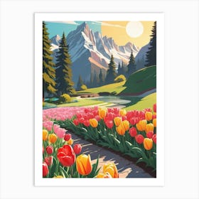 Tulips In The Mountains 1 Art Print