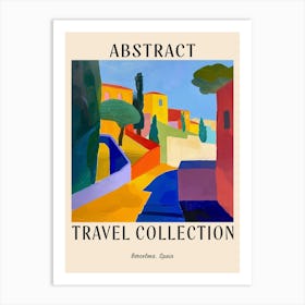 Abstract Travel Collection Poster Barcelona Spain 1 Art Print