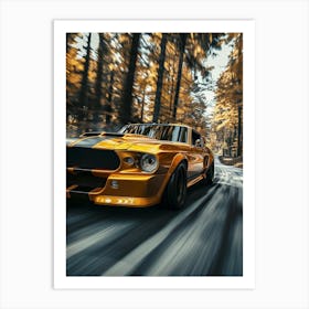 Golden Mustang Wallpaper Art Print