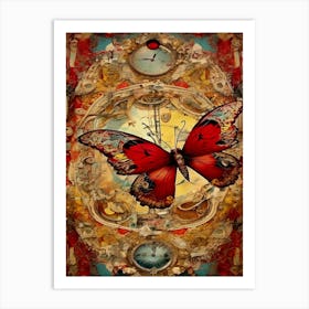 Butterfly In A Clock Art Print