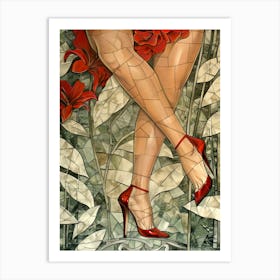 Woman In Red Heels 1 Art Print