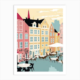 Allborg, Denmark, Flat Pastels Tones Illustration 4 Art Print