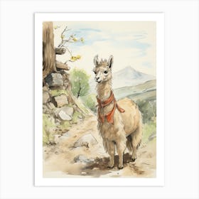 Storybook Animal Watercolour Llama 3 Art Print