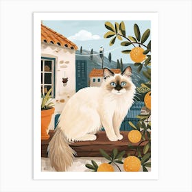 Birman Cat Storybook Illustration 4 Art Print