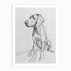 Vizsla Dog Charcoal Line 1 Art Print