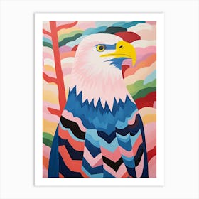 Pink Scandi Bald Eagle 1 Art Print