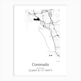 Coronado,United States Minimalist Map 1 Art Print