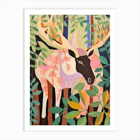 Maximalist Animal Painting Moose 1 Art Print