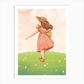 Mid Century Inspired, Girl In Spring Art Print