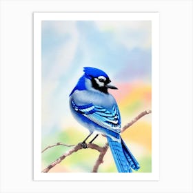 Blue Jay 2 Watercolour Bird Art Print