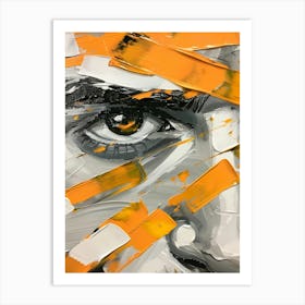 Orange And White Abstract Painting 1 Art Print