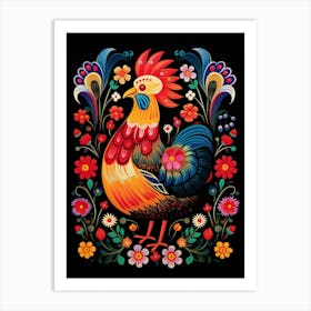 Folk Bird Illustration Chicken 1 Art Print