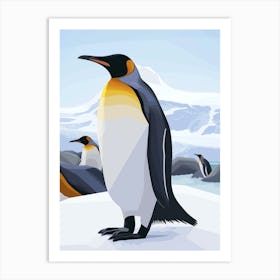 King Penguin Cuverville Island Minimalist Illustration 1 Art Print