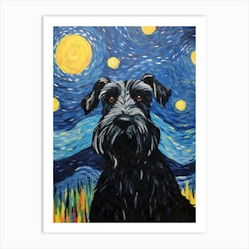 Giant Schnauzer Starry Night Dog Portrait Art Print