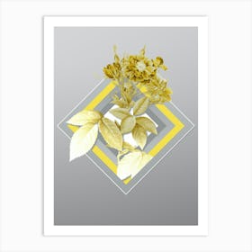 Botanical Boursault Rose in Yellow and Gray Gradient n.370 Art Print