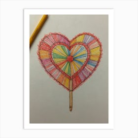 Heart With Pencil Art Print