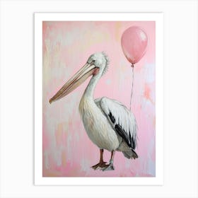 Cute Pelican With Balloon Art Print