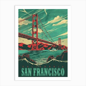 Golden Gate Bridge's Grandeur with this Vintage Poster Art Print