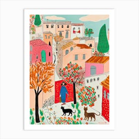 Tehran, Dreamy Storybook Illustration 3 Art Print