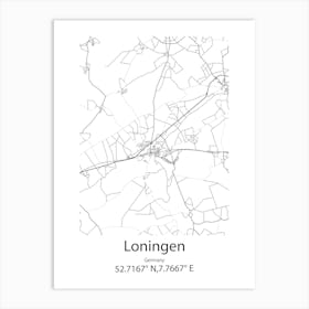 Loningen,Germany Minimalist Map Art Print