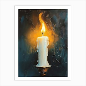 Pale Candle Burning Art Print