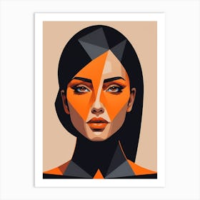 Woman Portrait Minimalism Geometric Pop Art (19) Art Print