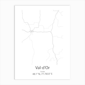 Val D Or,Canada Minimalist Map Art Print