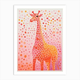 Pink Orange Giraffe Portrait Patterns 1 Art Print