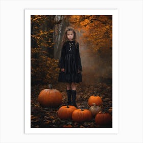Little Girl In A Black Dress Art Print