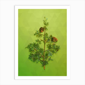 Vintage Mediterranean Cypress Botanical Art on Love Bird Green n.0414 Art Print