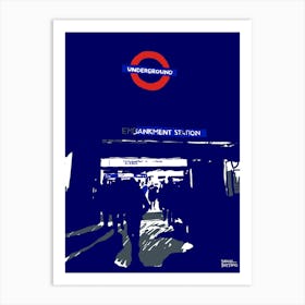 London Underground Station At Night Art Print