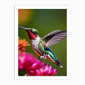 Male Ruby Throated Hummingbird-Reimagined 7 Art Print