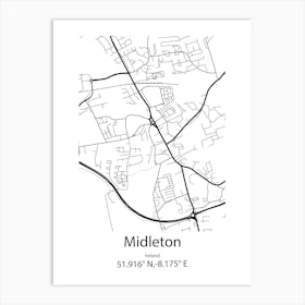 Midleton,Ireland Minimalist Map Art Print