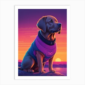 Labrador Retriever Dog Sunset Art Print