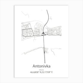 Antonivka,Ukraine Minimalist Map Poster