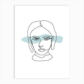 Female Face Line Art Art Print