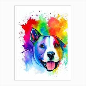 Bull Terrier Rainbow Oil Painting Dog Art Print