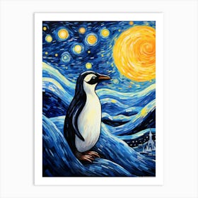 Penguin Starry Night Art Print