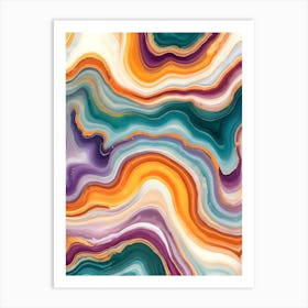 Purple, Teal & Gold Agate Art Print